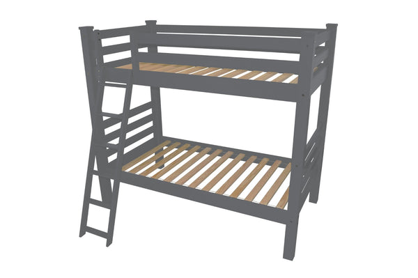 HomeRoots Gray Twin Bunk Bed in Solid Wood - Stylish, Durable, and Space-Saving Solution for Kids' Rooms! 548178