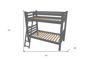 HomeRoots Gray Twin Bunk Bed in Solid Wood - Stylish, Durable, and Space-Saving Solution for Kids' Rooms! 548178