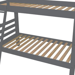 HomeRoots Gray Twin Bunk Bed in Solid Wood - Stylish, Durable, and Space-Saving Solution for Kids' Rooms! 548178