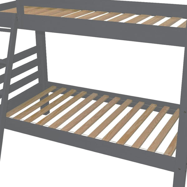 HomeRoots Gray Twin Bunk Bed in Solid Wood - Stylish, Durable, and Space-Saving Solution for Kids' Rooms! 548178