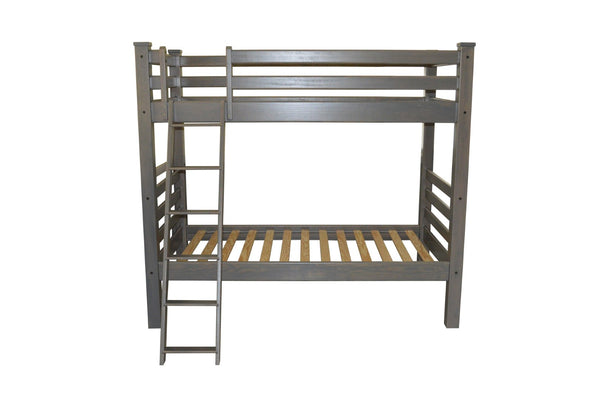 HomeRoots Gray Twin Over Twin Solid Wood Bunk Bed - Space-Saving, Durable Design for Kids & Guest Rooms 548179