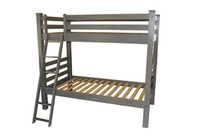 HomeRoots Gray Twin Over Twin Solid Wood Bunk Bed - Space-Saving, Durable Design for Kids & Guest Rooms 548179