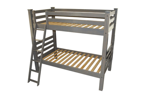 HomeRoots Gray Twin Over Twin Solid Wood Bunk Bed - Space-Saving, Durable Design for Kids & Guest Rooms 548179