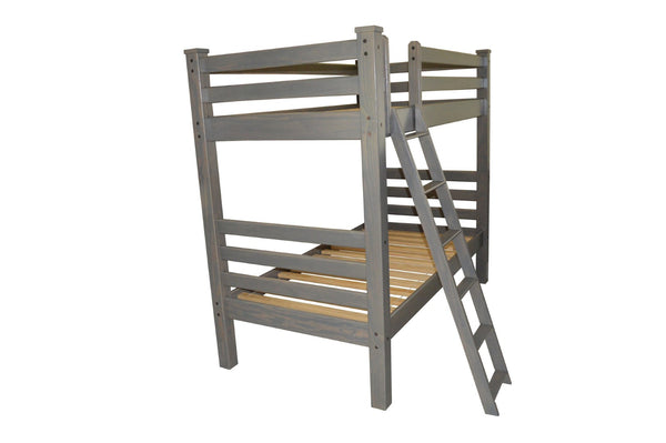 HomeRoots Gray Twin Over Twin Solid Wood Bunk Bed - Space-Saving, Durable Design for Kids & Guest Rooms 548179