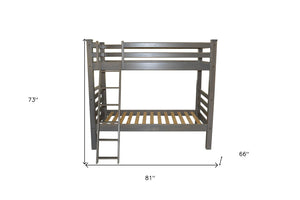 HomeRoots Gray Twin Over Twin Solid Wood Bunk Bed - Space-Saving, Durable Design for Kids & Guest Rooms 548179