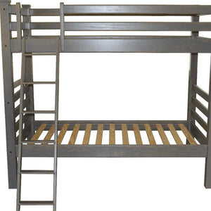 HomeRoots Gray Twin Over Twin Solid Wood Bunk Bed - Space-Saving, Durable Design for Kids & Guest Rooms 548179