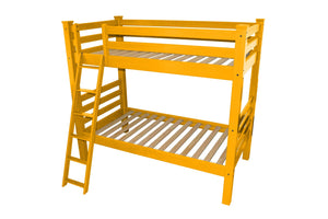 HomeRoots Yellow Twin Over Twin Solid Wood Bunk Bed - Cheerful Design with Safety Features & Sturdy Craftsmanship 548180
