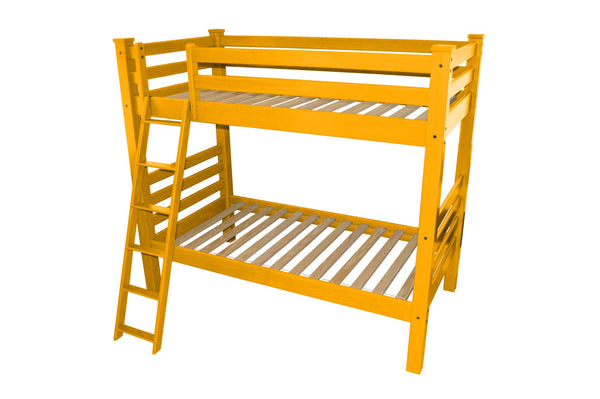 HomeRoots Yellow Twin Over Twin Solid Wood Bunk Bed - Cheerful Design with Safety Features & Sturdy Craftsmanship 548180