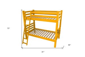 HomeRoots Yellow Twin Over Twin Solid Wood Bunk Bed - Cheerful Design with Safety Features & Sturdy Craftsmanship 548180