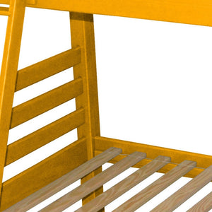 HomeRoots Yellow Twin Over Twin Solid Wood Bunk Bed - Cheerful Design with Safety Features & Sturdy Craftsmanship 548180