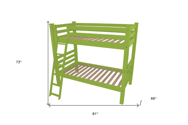 HomeRoots Green Twin Solid Wood Bunk Bed for Kids – Timeless Design, Safety Features & Stylish Space-Saving Solution 548181