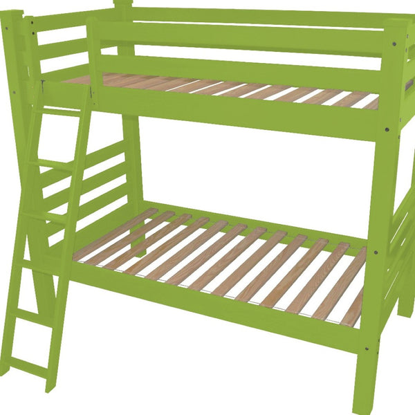 HomeRoots Green Twin Solid Wood Bunk Bed for Kids – Timeless Design, Safety Features & Stylish Space-Saving Solution 548181