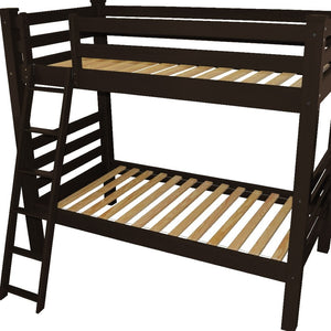 HomeRoots Brown Twin Over Twin Solid Wood Bunk Bed - Stylish Space-Saving Design with Safety Features & Durability 548182