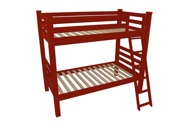 HomeRoots Red Twin Traditional Solid Wood Bunk Bed - Durable, Stylish, Space-Saving Design for Kids & Guests 548183