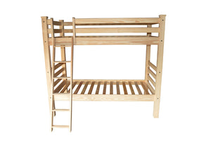 HomeRoots Natural Twin Over Twin Solid Wood Bunk Bed - Sturdy Hand-Crafted Design for Space-Saving Fun! 548184