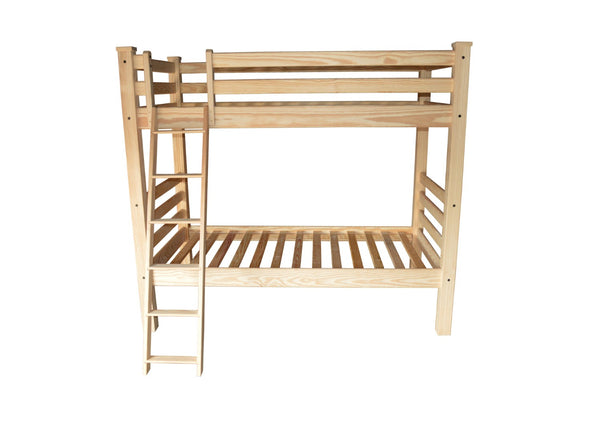 HomeRoots Natural Twin Over Twin Solid Wood Bunk Bed - Sturdy Hand-Crafted Design for Space-Saving Fun! 548184