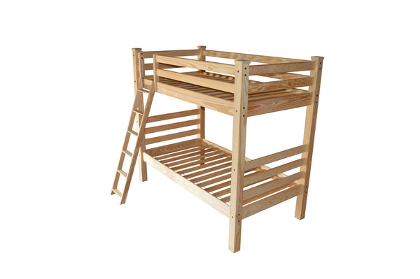 HomeRoots Natural Twin Over Twin Solid Wood Bunk Bed - Sturdy Hand-Crafted Design for Space-Saving Fun! 548184