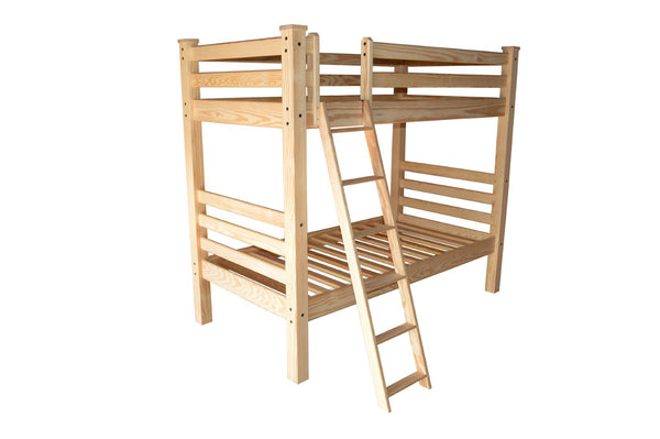 HomeRoots Natural Twin Over Twin Solid Wood Bunk Bed - Sturdy Hand-Crafted Design for Space-Saving Fun! 548184