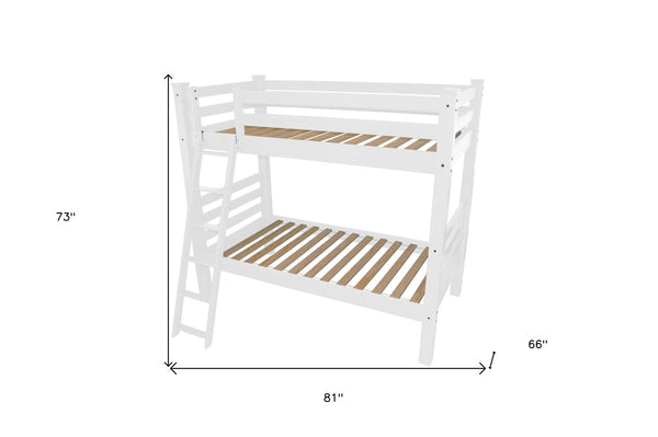 HomeRoots White Twin Solid Wood Bunk Bed - Classic Design with Modern Safety Features for Kids' Rooms 548185