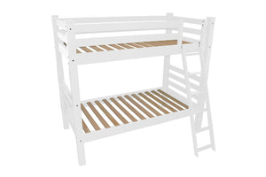 HomeRoots White Twin Solid Wood Bunk Bed - Classic Design with Modern Safety Features for Kids' Rooms 548185