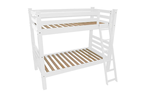 HomeRoots White Twin Solid Wood Bunk Bed - Classic Design with Modern Safety Features for Kids' Rooms 548185