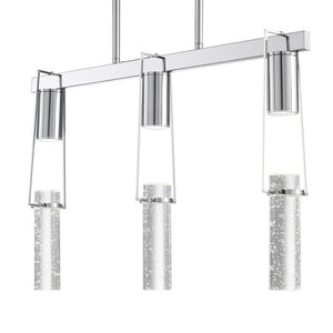 HomeRoots Silver Contemporary Three-Light Dimmable Smart Chandelier with Clear Shades for Elegant Illumination 548186