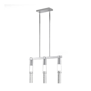 HomeRoots Silver Contemporary Three-Light Dimmable Smart Chandelier with Clear Shades for Elegant Illumination 548186
