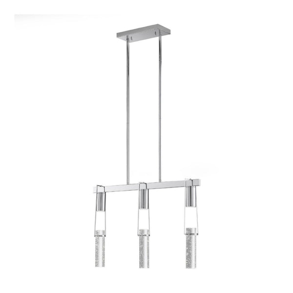 HomeRoots Silver Contemporary Three-Light Dimmable Smart Chandelier with Clear Shades for Elegant Illumination 548186