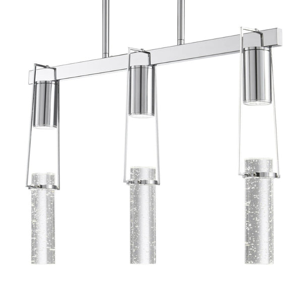 HomeRoots Silver Contemporary Three-Light Dimmable Smart Chandelier with Clear Shades for Elegant Illumination 548186