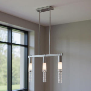 HomeRoots Silver Contemporary Three-Light Dimmable Smart Chandelier with Clear Shades for Elegant Illumination 548186