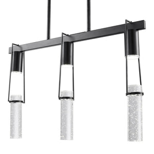 HomeRoots Black Modern Three-Light Smart Chandelier with Clear Acrylic Shades – Dimmable & Energy-Efficient Design 548187