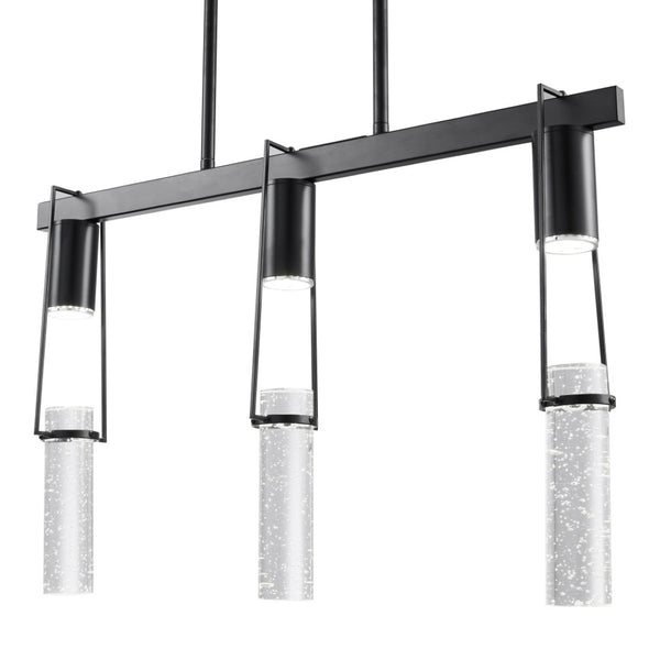 HomeRoots Black Modern Three-Light Smart Chandelier with Clear Acrylic Shades – Dimmable & Energy-Efficient Design 548187