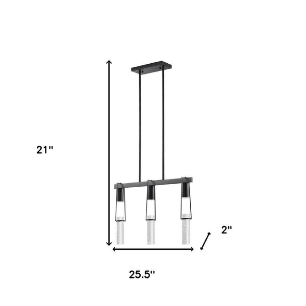 HomeRoots Black Modern Three-Light Smart Chandelier with Clear Acrylic Shades – Dimmable & Energy-Efficient Design 548187