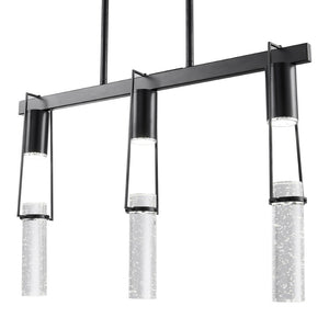 HomeRoots Black Modern Three-Light Smart Chandelier with Clear Acrylic Shades – Dimmable & Energy-Efficient Design 548187