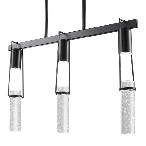 HomeRoots Black Modern Three-Light Smart Chandelier with Clear Acrylic Shades – Dimmable & Energy-Efficient Design 548187
