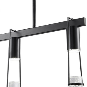 HomeRoots Black Modern Three-Light Smart Chandelier with Clear Acrylic Shades – Dimmable & Energy-Efficient Design 548187