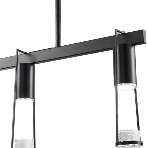 HomeRoots Black Modern Three-Light Smart Chandelier with Clear Acrylic Shades – Dimmable & Energy-Efficient Design 548187