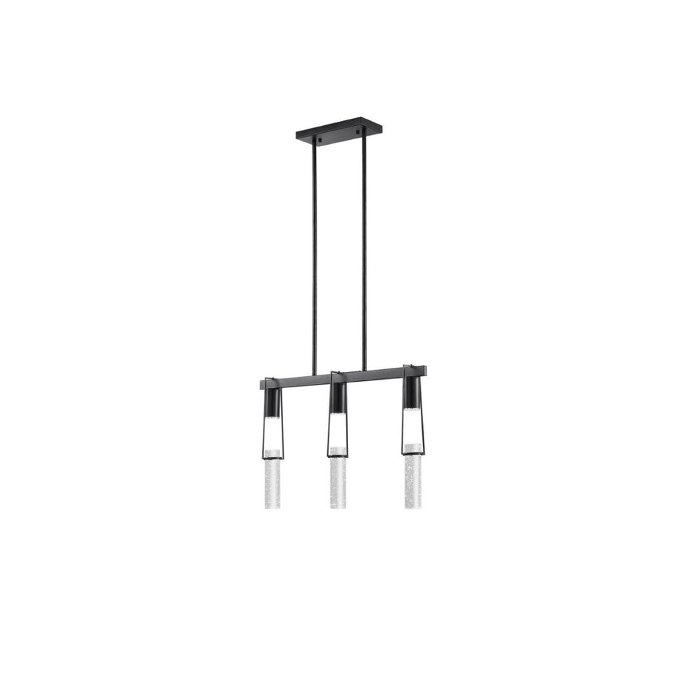 HomeRoots Black Modern Three-Light Smart Chandelier with Clear Acrylic Shades – Dimmable & Energy-Efficient Design 548187