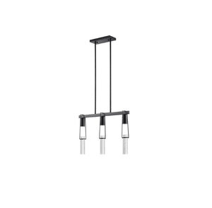 HomeRoots Black Modern Three-Light Smart Chandelier with Clear Acrylic Shades – Dimmable & Energy-Efficient Design 548187