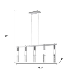 HomeRoots Silver Five-Light Dimmable Smart Chandelier with Clear Acrylic Shades - Modern Elegance for Any Room 548188