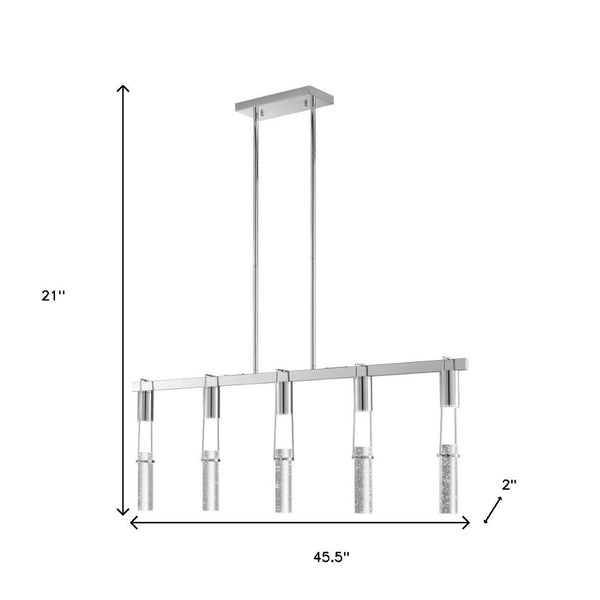 HomeRoots Silver Five-Light Dimmable Smart Chandelier with Clear Acrylic Shades - Modern Elegance for Any Room 548188