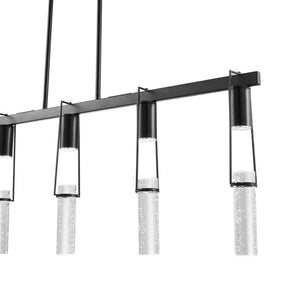 HomeRoots Black Five-Light Dimmable Smart Chandelier – Modern Metal Fixture with Clear Shades for Any Space 548189