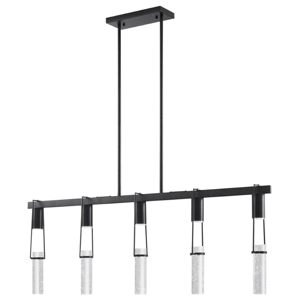 HomeRoots Black Five-Light Dimmable Smart Chandelier – Modern Metal Fixture with Clear Shades for Any Space 548189