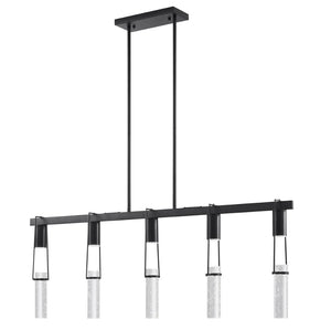HomeRoots Black Five-Light Dimmable Smart Chandelier – Modern Metal Fixture with Clear Shades for Any Space 548189