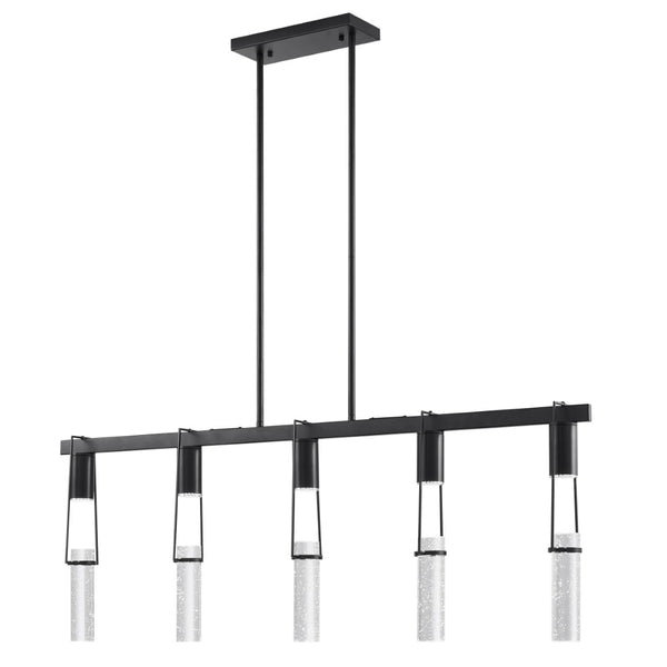 HomeRoots Black Five-Light Dimmable Smart Chandelier – Modern Metal Fixture with Clear Shades for Any Space 548189