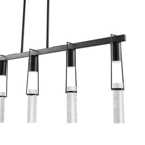 HomeRoots Black Five-Light Dimmable Smart Chandelier – Modern Metal Fixture with Clear Shades for Any Space 548189