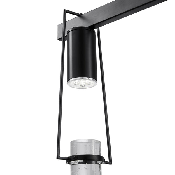 HomeRoots Black Five-Light Dimmable Smart Chandelier – Modern Metal Fixture with Clear Shades for Any Space 548189