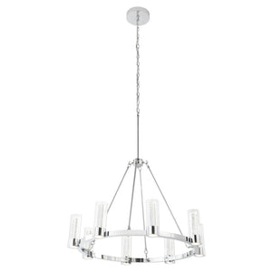 HomeRoots Silver Candle-Style Eight-Light Chandelier - Dimmable, Smart-Enabled, Modern Farmhouse Elegance 548190