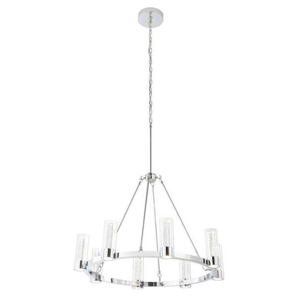 HomeRoots Silver Candle-Style Eight-Light Chandelier - Dimmable, Smart-Enabled, Modern Farmhouse Elegance 548190