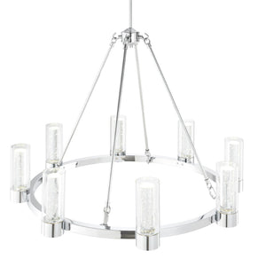 HomeRoots Silver Candle-Style Eight-Light Chandelier - Dimmable, Smart-Enabled, Modern Farmhouse Elegance 548190